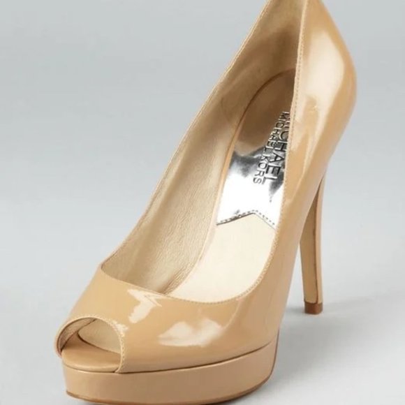 Lightly Used Michael Kors Beige/Nude Pump Open Toe High Heels, Size 7, Leather - Picture 2 of 5